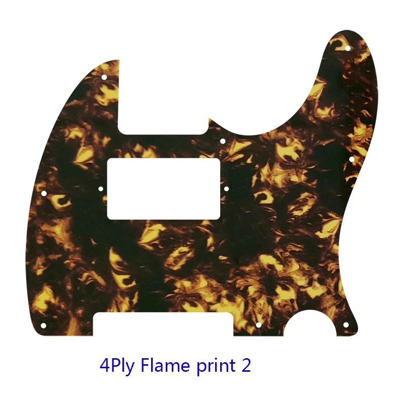 Fei Man Guitar Parts - For US Standard, 8 Screw Holes, Tele, Tele, With PAF Humbucker, Pickguard, Scratch Plate, Flame Pattern