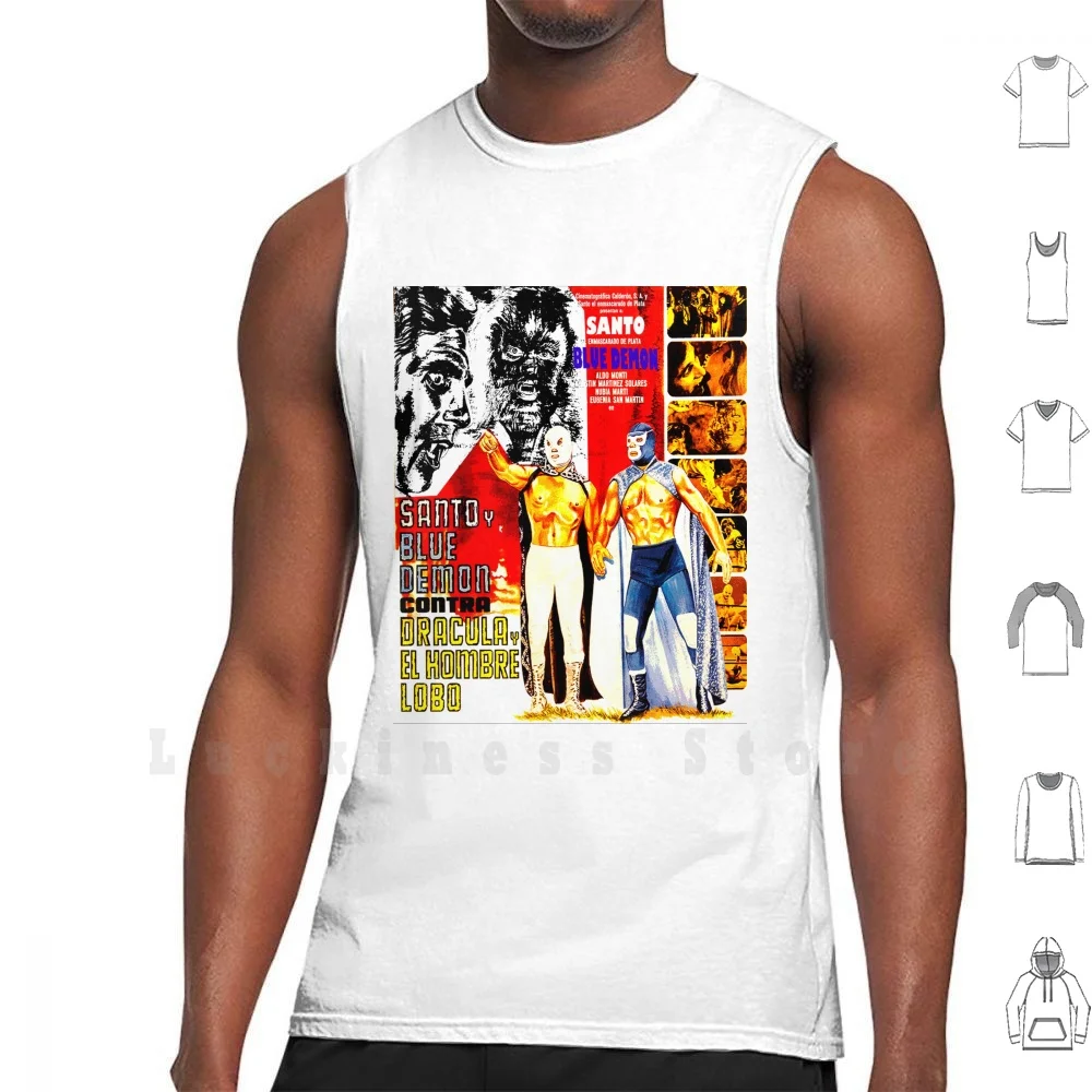 Santo Y Blue Demon Vs Drácula Y El Hombre Lobo camisetas sin mangas chaleco sin mangas El Santo Blue Demon Drácula Hombre Lobo