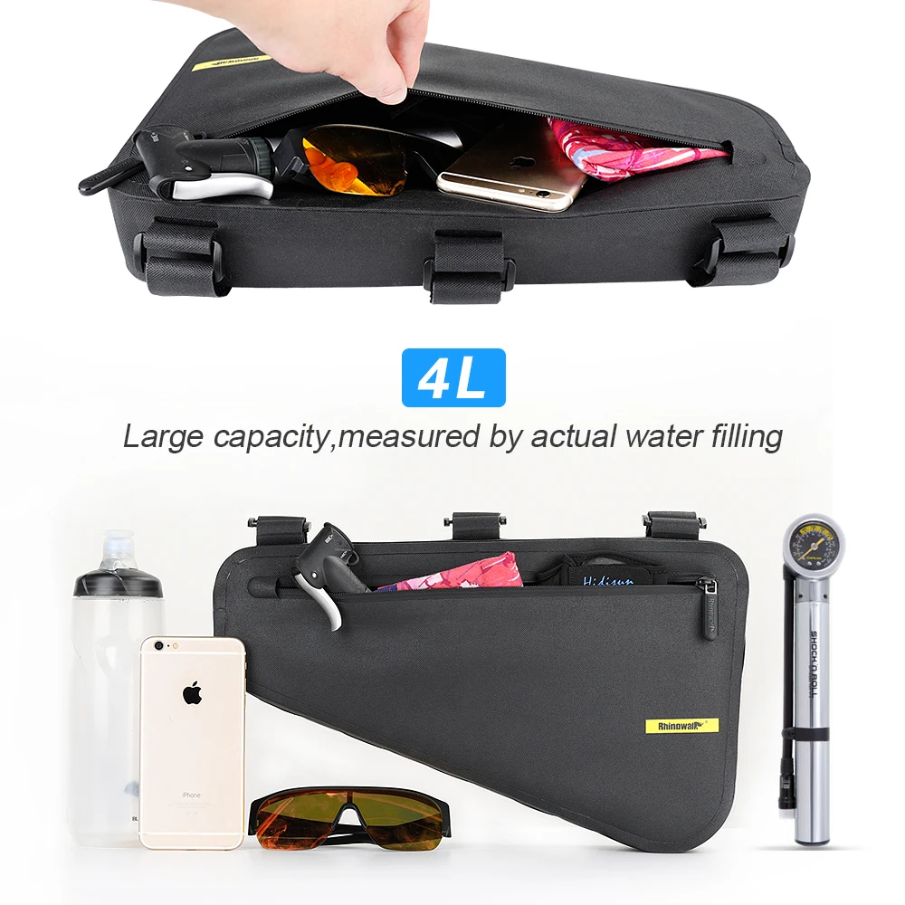 Rhinowalk Bicycle Triangle Bag Frame Bag HighCapacity 4L Waterproof Bicycle Frame Tube Bag Cycling Tool Pouch Bag Bike Accessory