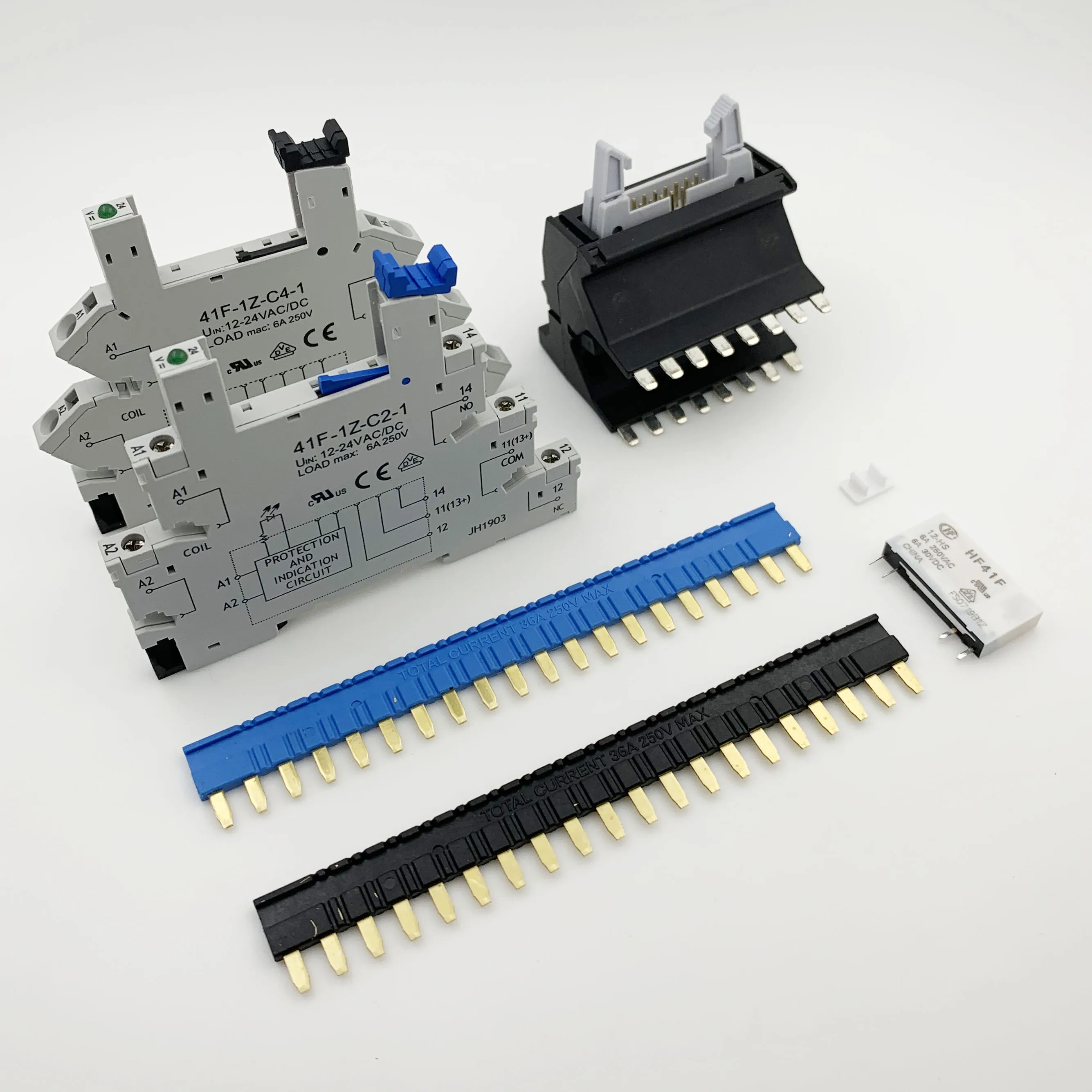 10Pcs RELAY SOCKETS 41F  41FF  DIN Rail Snap Mount contact bridge 20Pin jumpers shorting relay shorting bar