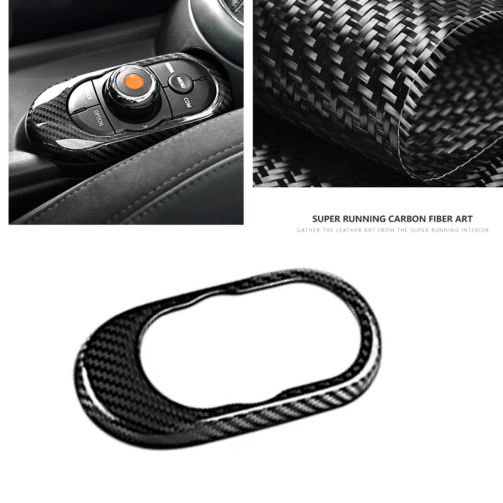 

For Mini Cooper F55 F56 F57 2014-2021 Dry Carbon Fiber Center Console Multimedia Button Switch Panel Cover Trim Sticker Frame