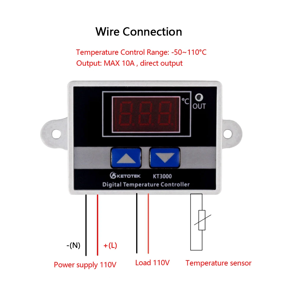 KETOTEK Digital Temperature controller Thermostat LED Microcomputer Switch Thermal Regulator NTC/K type sensor