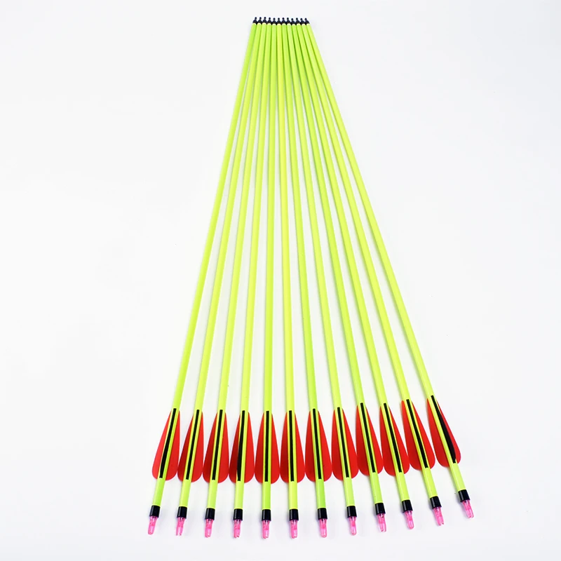 

6/12/24pcs 30inch Spine500 Carbon Arrow Bolts with Yellow Shaft Vanes for Recurve /Compound Bows Archery Hunting