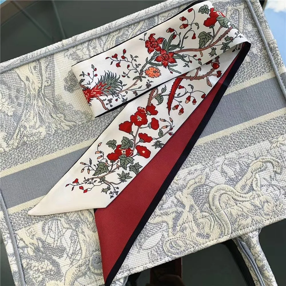 Small silk scarf ribbon women's Square Scarf versatile tie decoration Korean scarf shirt hair ribbon thin strip shirt