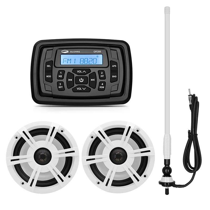 

Waterproof Marine Audio Radio Stereo Bluetooth FM AM Receiver Car MP3 Player+6.5" Marine Speaker+Antenna For RV Yacht Motorcycle