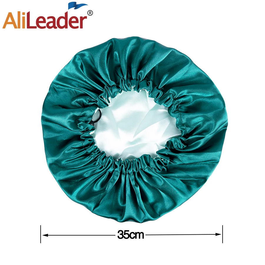 Alileader Silk Satin Sleep Cap Reversible Satin Bonnet Double Layer Waterproof Shower Cap Protect Hair Women Hair Treatment Hat