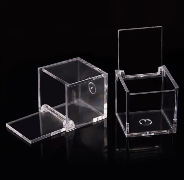 200pcs Food Grade Clear Plastic Square Box Candy Box Flip Transparent Gift Packing Case Wedding Favor Souvenirs SN1005