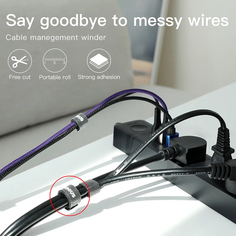 Baseus USB Cable Organizer Wire Winder Free Cut Management Cable Protector For iPhone Mouse Earphone Cable Clip Cord Protection