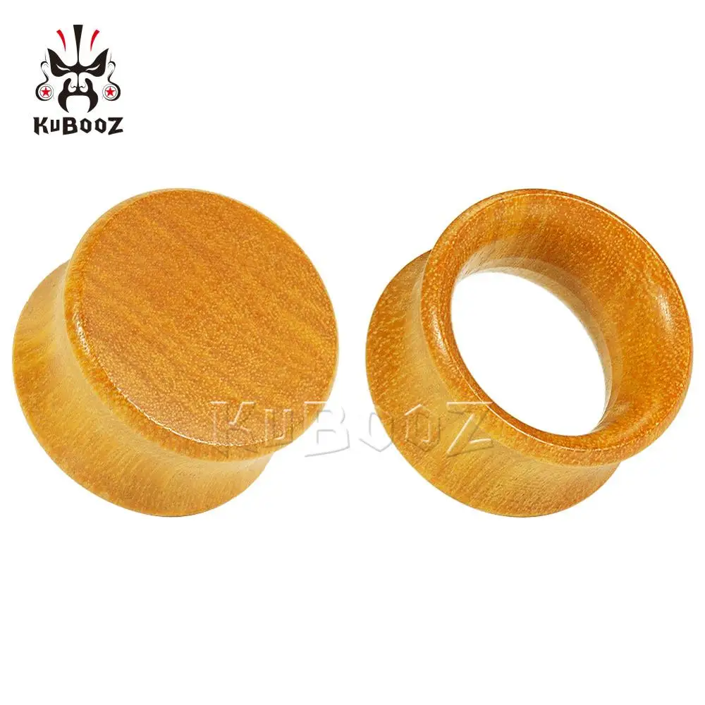 Kubooz Newest Style Design Horn Flat Wood Ear Piercing Plugs Stretchers Earring Tunnels Gagues Body Jewelry Gift