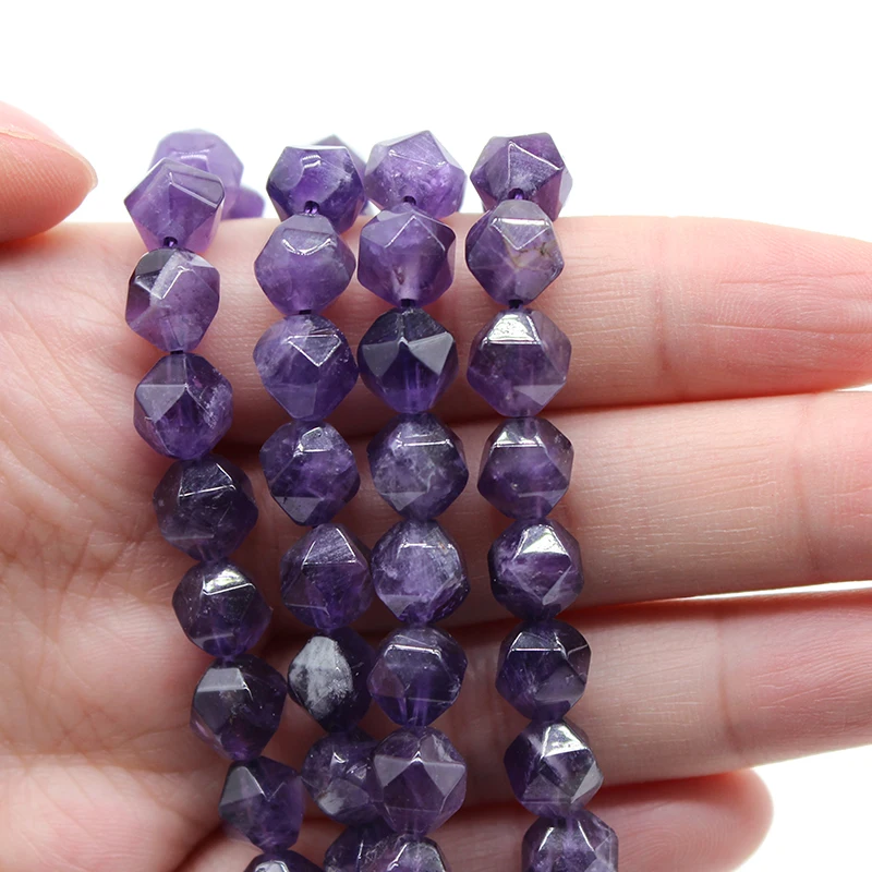 Natural Stone Beads Faceted Purple Amethysts Loose Spacer Beads  For Jewelry Making DIY Accessories Bracelet 15\'\'strand 6mm-10mm