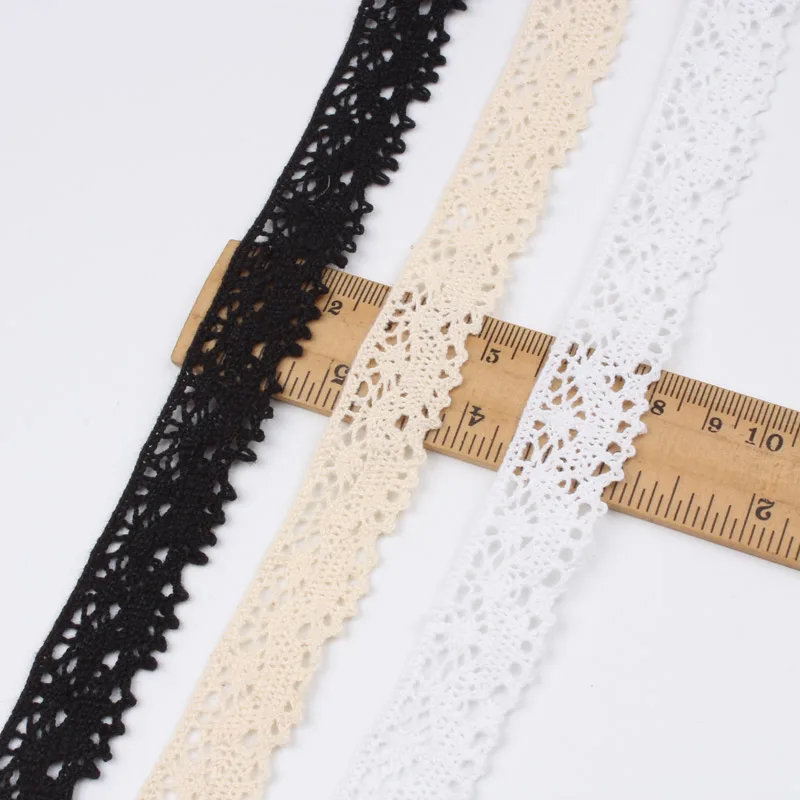 2cm 5Yards White Beige Black Cotton Ribbon Trims DIY Sewing Lace Fabric Handmade Wedding Crafts Accessories