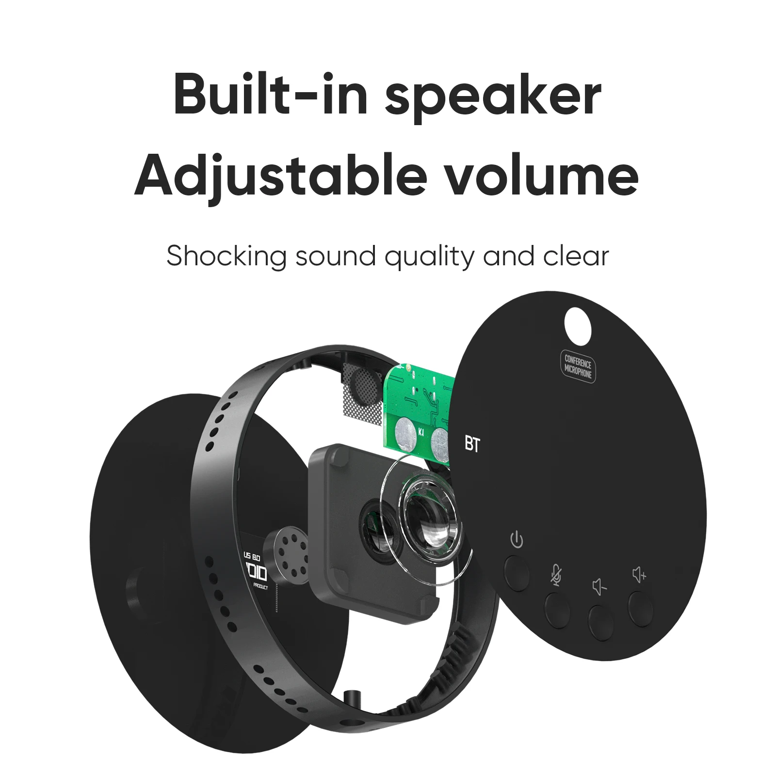 سطح المكتب USB مؤتمر مكبر الصوت ميكروفون 360 °   مكثف متعدد الاتجاهات للكمبيوتر، كتم الصوت/وظيفة الصوت مع مكبر الصوت