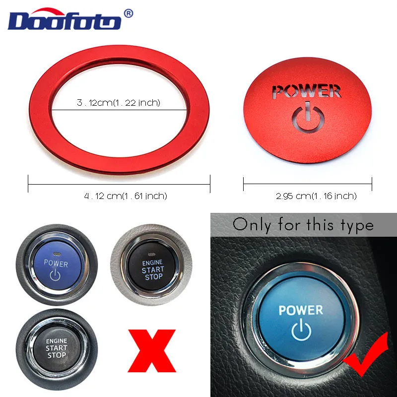 Doofoto Newest Car Start Stop Engine Button Cover Ring For Toyota Camry Accessories Font Glow Hollow Styling Protective Cover