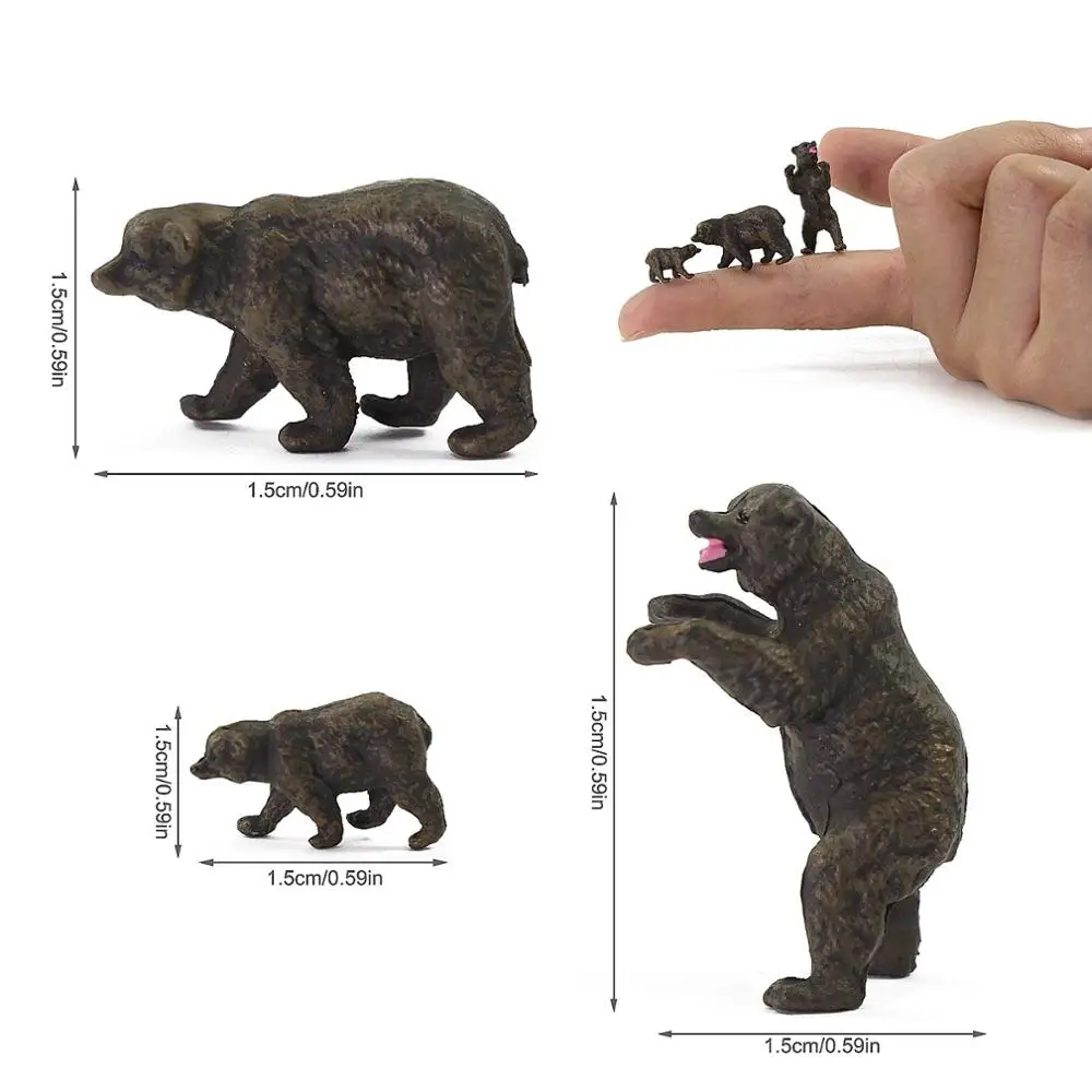 AN8717 Model Railway HO Scale 1:87 Painted Wild Animal PVC Bears Family 12pcs/24pcs