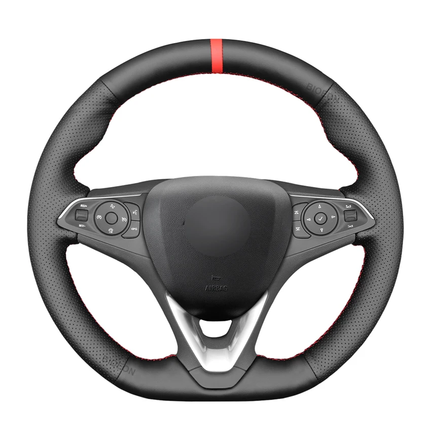 Black PU Artificial Leather Steering Wheel Cover for Opel Astra K Corsa F Combo E Grandland X Insignia CT Mokka Vauxhall Holden