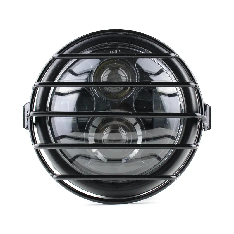 5.75” Motorcycle Aluminum Universal Retro Round Headlight Cover Vintage Grill Headlamp Mesh Protector For Harley Chopper Bobber