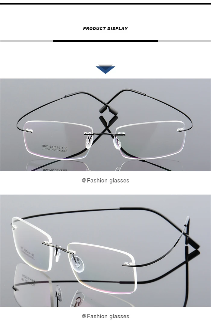 Legierung Superelastische Rahmenlose Kurzsichtige Brille Männer Metall Minus Objektiv Rechteck Rezept Brillen 0-0,5-0,75 Bis -6 – Detail 5