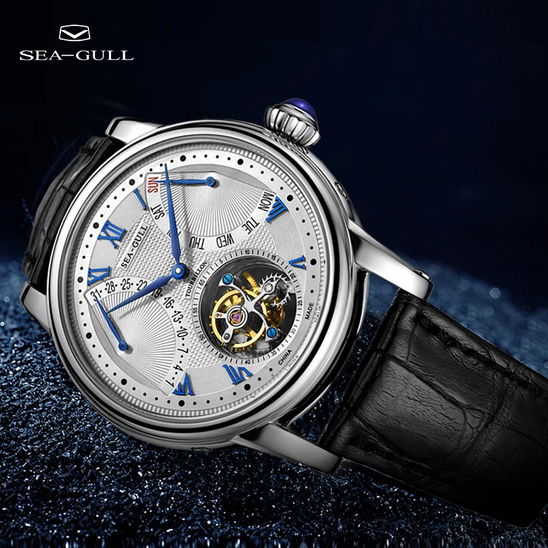 Seagull Tourbillon Watch Men's Automatic Mechanical Watch Multifunctional Calendar Week Business Watch Luxury Brand ST8004ZS