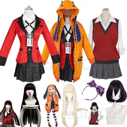 Jabami Yumeko Cosplay Escola Terno, Jabami e Ikishima Midari JK Uniforme, Jogador Compulsivo, Headwear grátis, Estudante