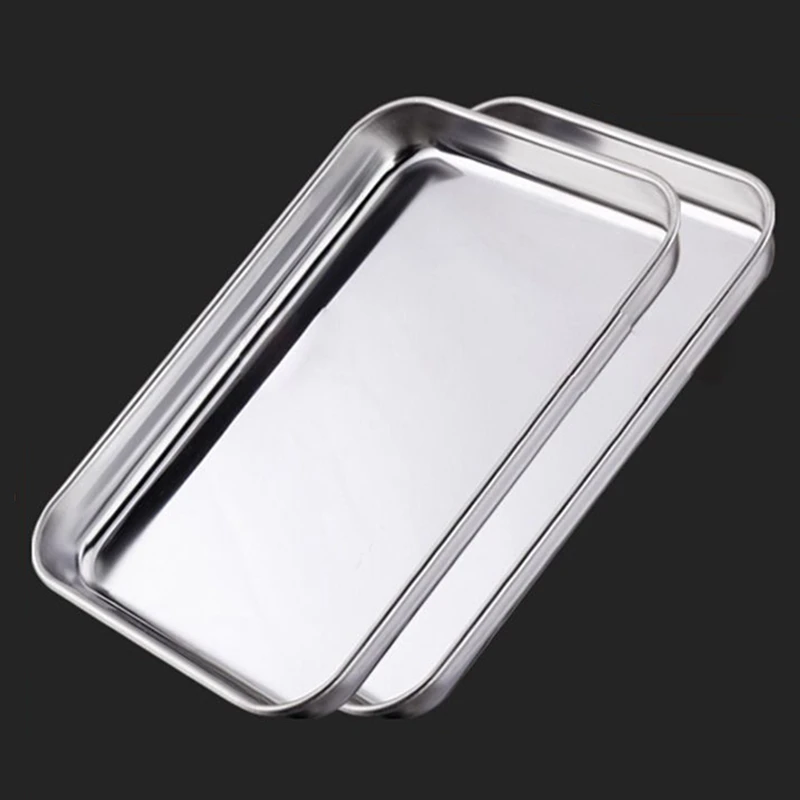 1 Pc Stainless Steel Storage Trays Steamed Sausage Dish Rectangle Fruit Bread Cookie Pans Multi-Function Kitchen Baking Plate