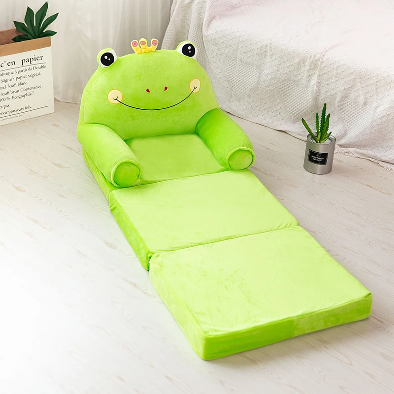 Kids Small Chair Sitting Seat Children Baby Cartoon Animals Plush Soft Comfortable Sofa 115cm Folding Bed Cover Detachable