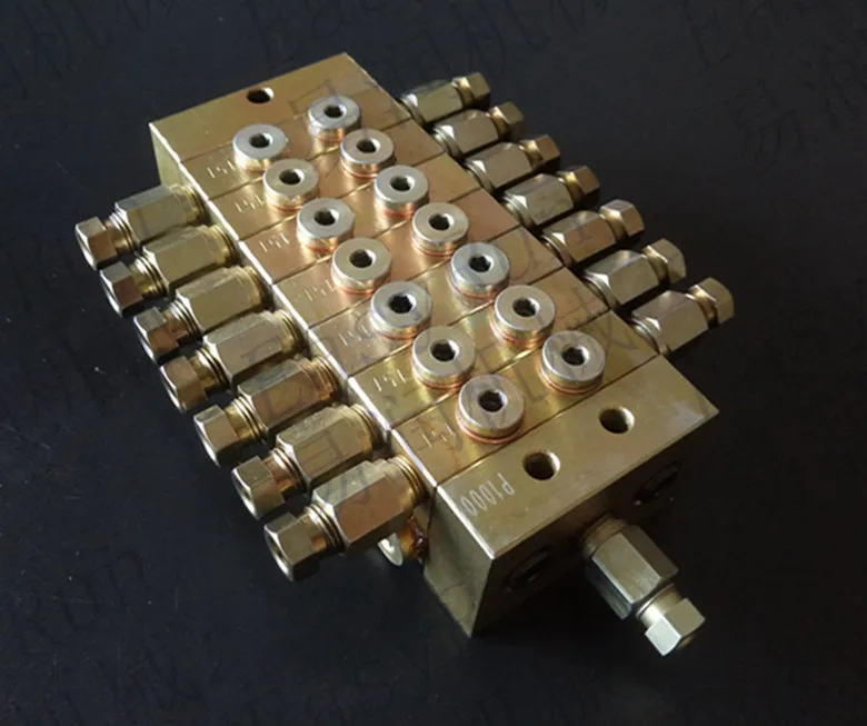 

Смазочный блок прогрессивного распределителя смазки высокого давления 15 МПа для централизованной системы смазки, 14 розеток