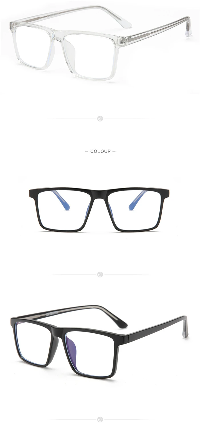 Anti-Blau-Strahlen, übergroße Kurzsichtigkeitsbrille, Damen und Herren, TR90, quadratisch, verschreibungspflichtige Brille, Dioptrien 0–0,5–0,75 bis –6,0 – Detail 9