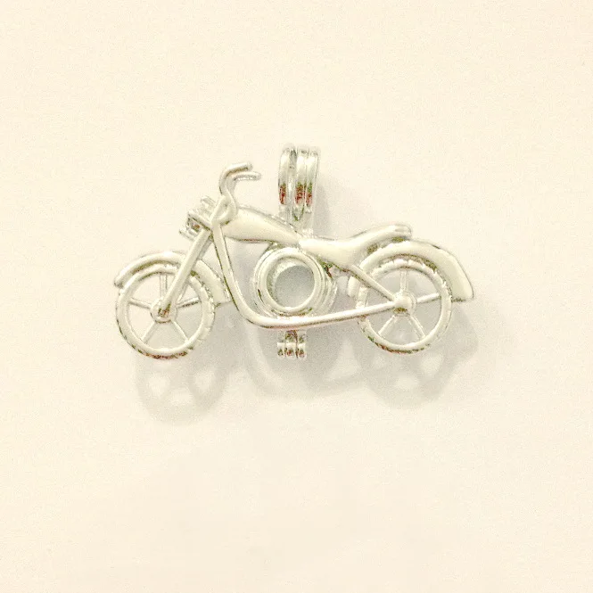 Rhodium Plated Motorbike Locket Charm Can Put Into A Bead Motorcycle Pendant Mounting For DIY Bracelet Necklace Fitting