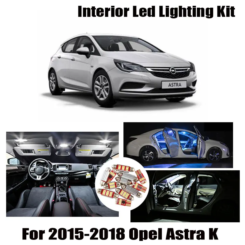 15pcs White Canbus Car LED Interior Light Kit Fit For 2015-2018 Opel Astra K OPC GTC Map Dome Reading Lamp License Plate Light