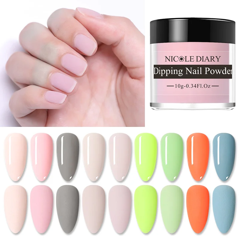 NICOLE DIARY Color Dipping Nail Powder Natural Dry No Lamp Cure Art Decoration Pigment Dust Gel Glitter French Acrylic Nail DIY