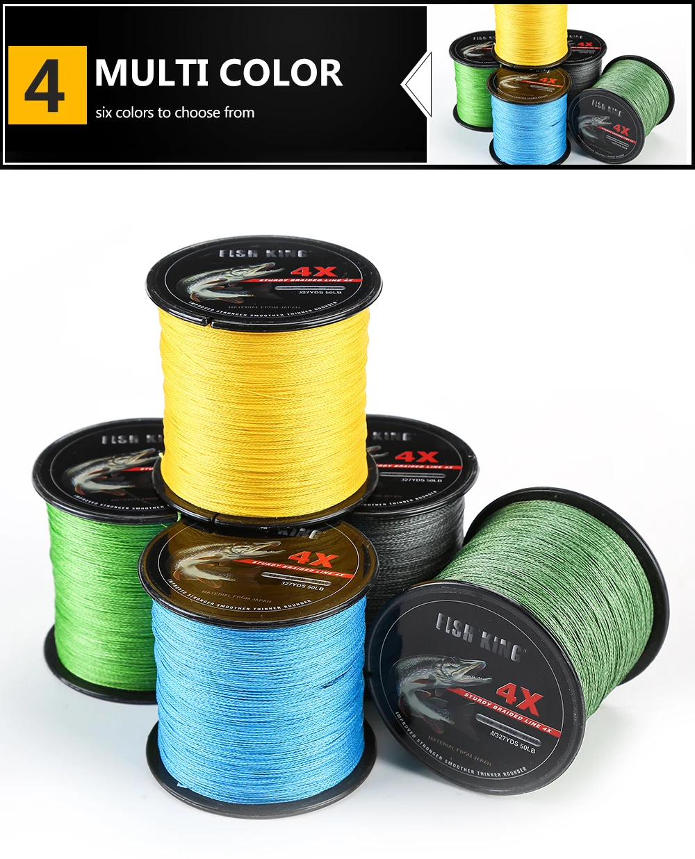 FISCH KÖNIG 300M/500M Geflochtene Draht PE Geflochtene Angelschnur 0.4 #-6.0 #0,10mm-0,40mm 8-60LB 4 Stränge PE Multifilament Angelschnur – Detail 7