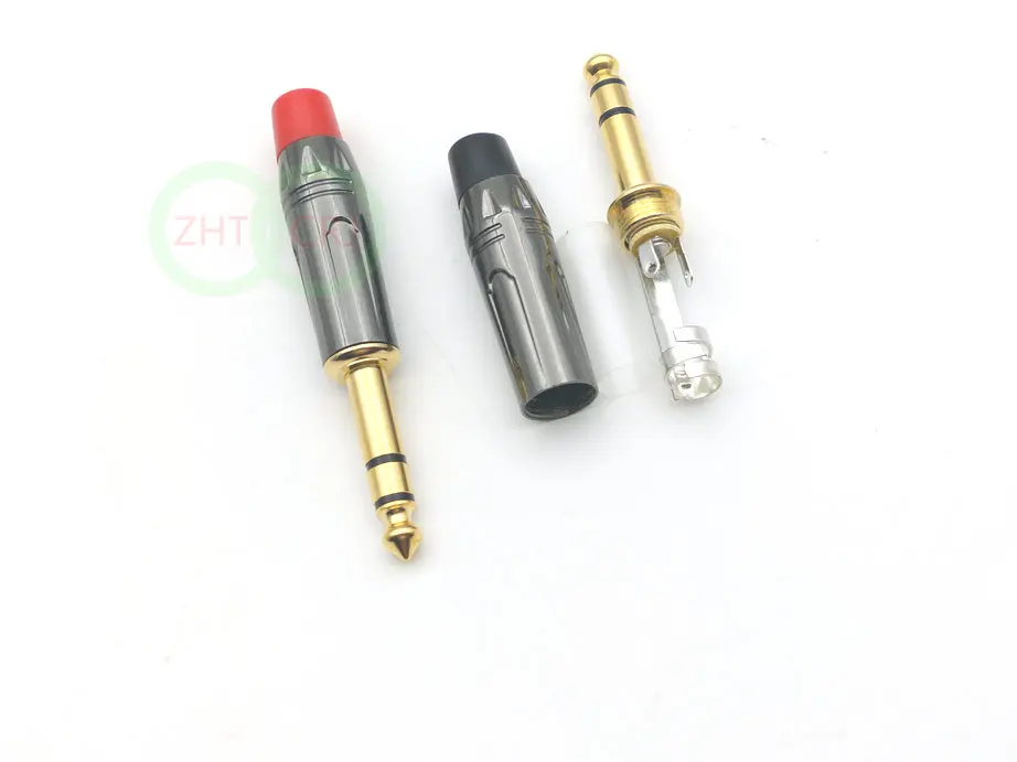 80pcs 6.35mm connector 6.3mm male Stereo plug audio connector welding adapter connector