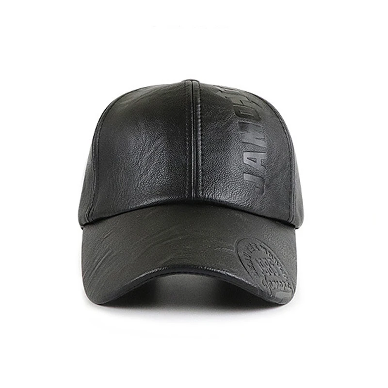 High Quality PU Baseball cap For Men Solid Faux Leather Cap Autumn Winter Men's Baseball Hat Trucker Cap Street Wear