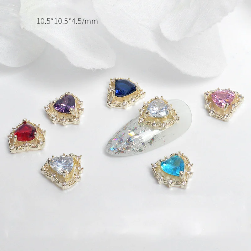 4pcs Nail Art Luxury Zircon New Love Diamond Zircon Jewelry Sky Blue Purple Red Pink Color Nail Rhinestone