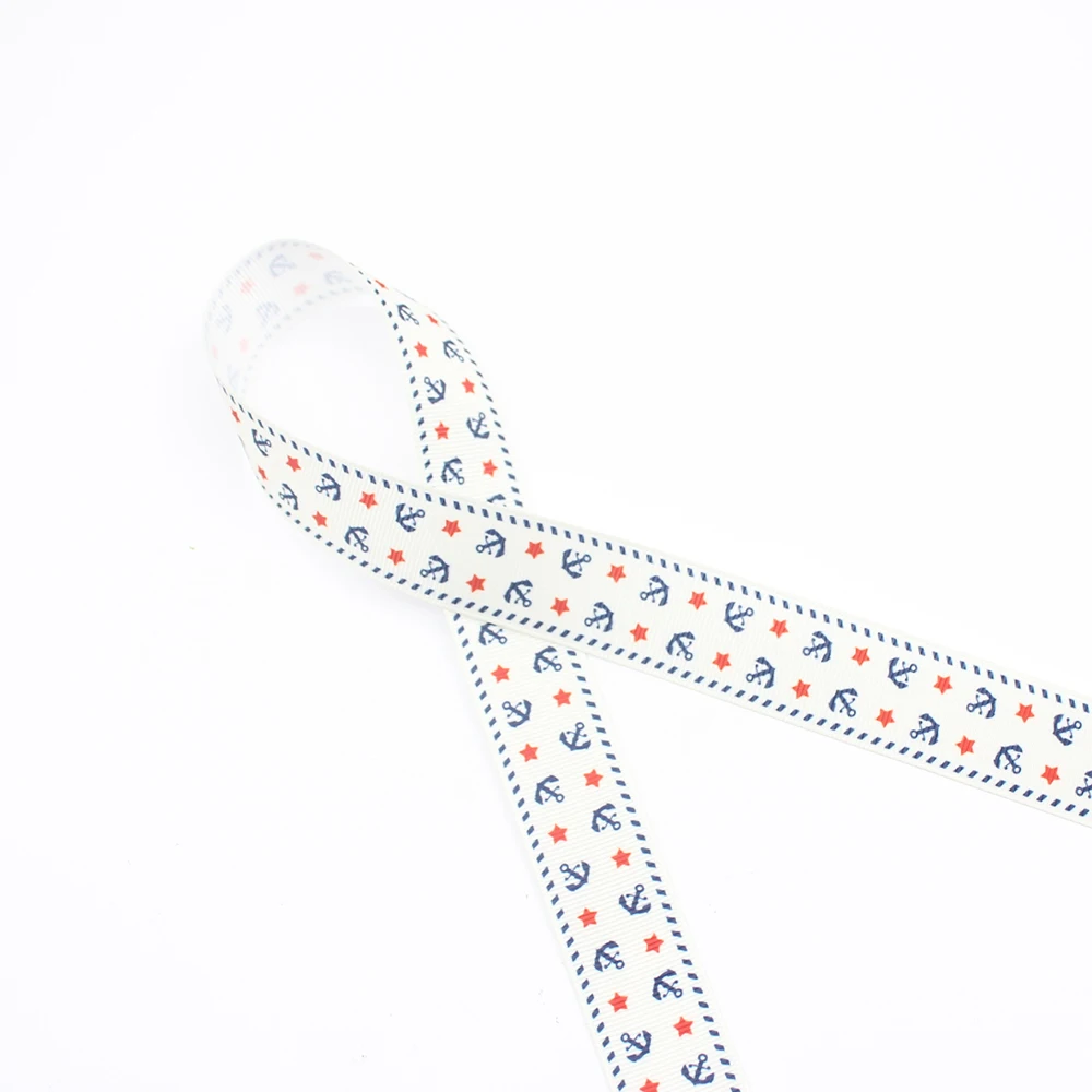 

Anchor Design Ribbon for DIY Bow Hat Bands Headbands, Dog Collar Lanyard Sewing Gift Wrap Quilting Printed on Grosgrain Ribbon