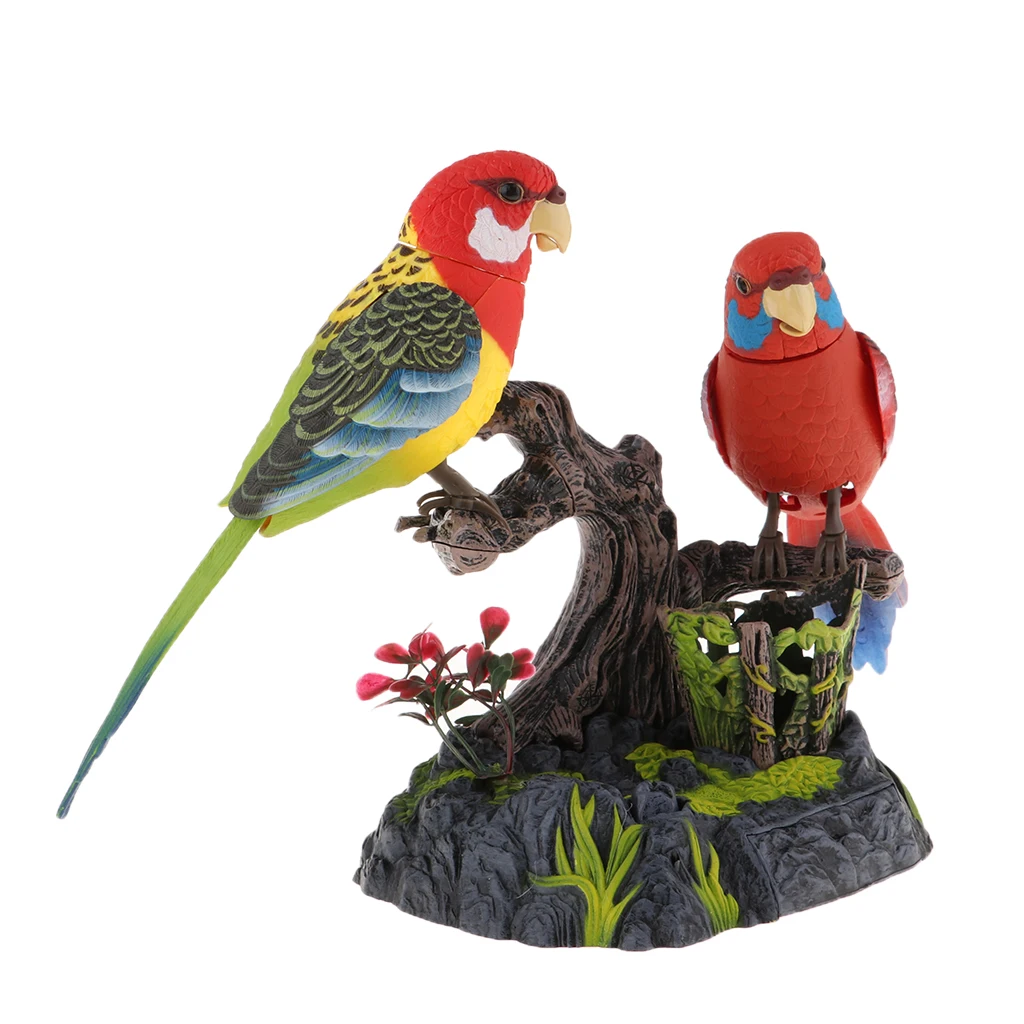 Electric Chirping Talking Parrots Toys Colorful Voice Sensor Birds Model Gifts