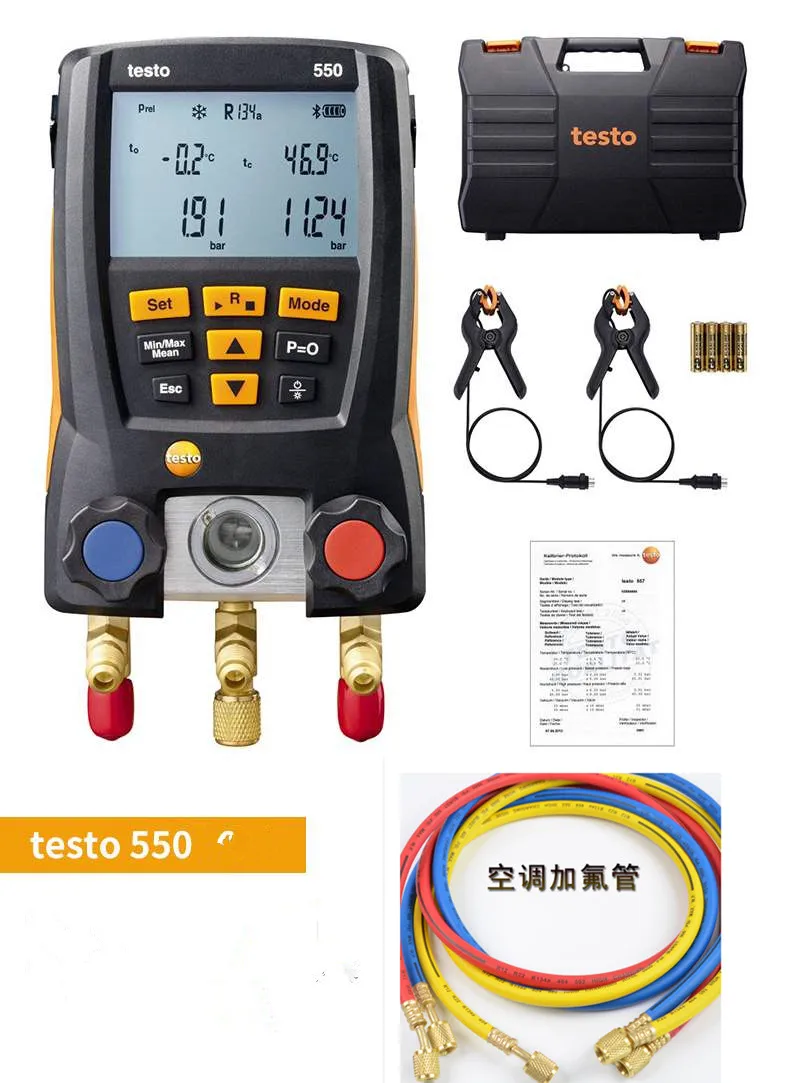 

Testo550 Digital manometer refrigeration manometer air pressure gauge for coolant manifold manometer set 2PCS clamp probe tool