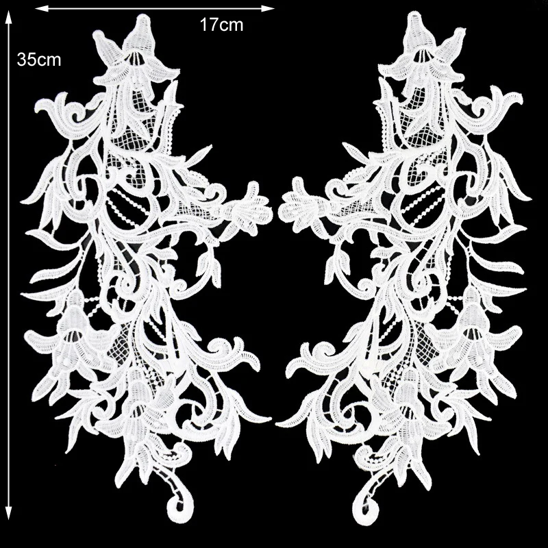 1 Pair Lace Fabric Black Embroidered Fake Collar Trim Diy Women Applique Sewing Supplies Patches