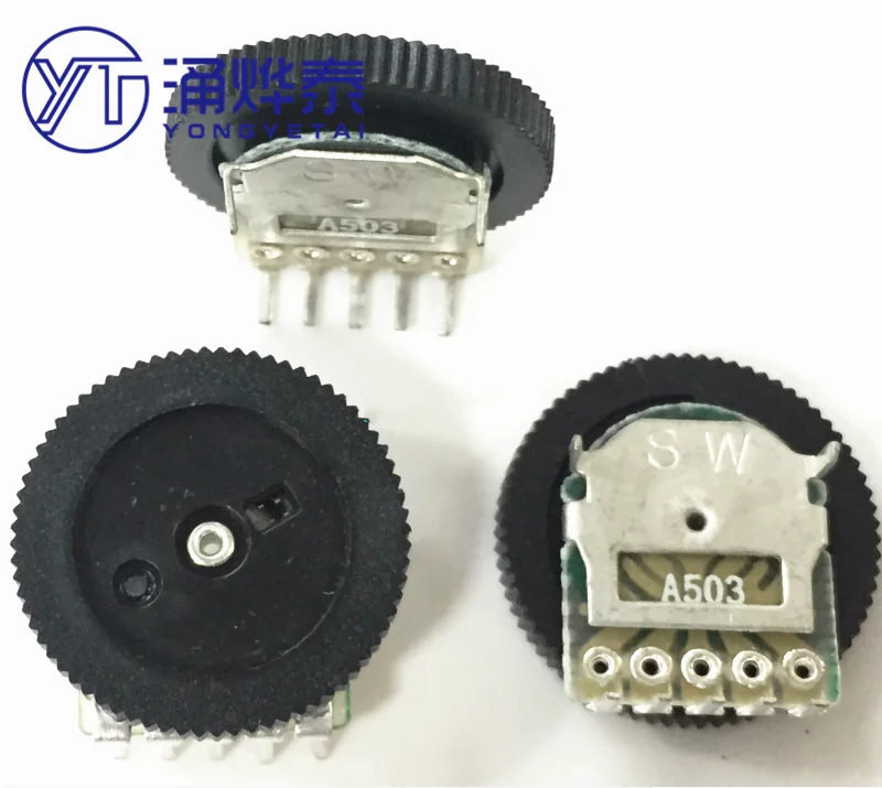 YYT 10PCS 16x2 Dual/Single Gang Dial Potentiometer with Black Knob  for Audio Equipment A50K/B10K A503 B103