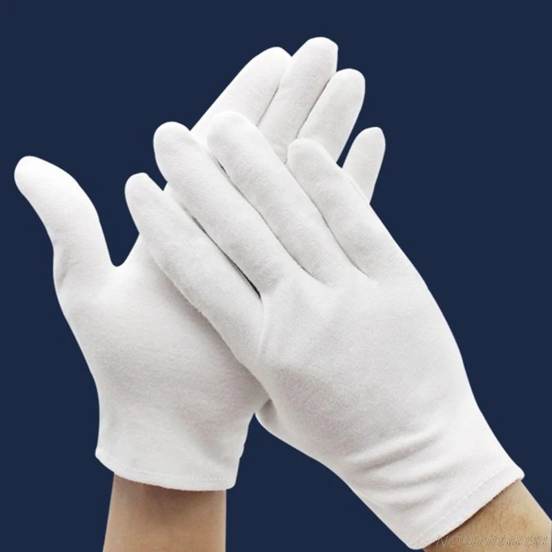 3 Pairs White Cotton Gloves Coin Gloves for Women Men Dry Hands Serving Archival Cleaning Jewelry Silver Inspection 20