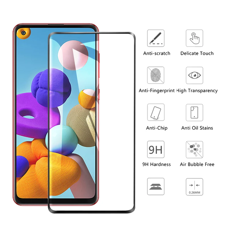 الزجاج المقسى لسامسونج غالاكسي A01 A11 A21 A31 A41 A51 A71 شاشة حامي A21S M11 M21 M31 A30 A50 واقية فيلم