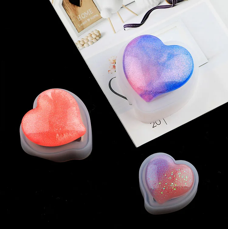 Diy Crystal Silicone Soap Mold Cake Mold Jewelry Love Highlights Mirror Size Peach Heart Silicone Molds Heart Cake Moulds