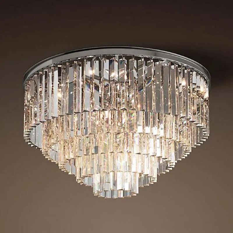 Manggic Modern Vintage Crystal Ceiling Flush Mounted Ceiling Light for Home and Hotel Decoration Bedroom Chandelier