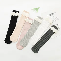 Cute Kids Socks Angel Wing Toddlers Girls Boys Long Soft Cotton Children Sock Solid Child For 2-8 Years Knee High Socks