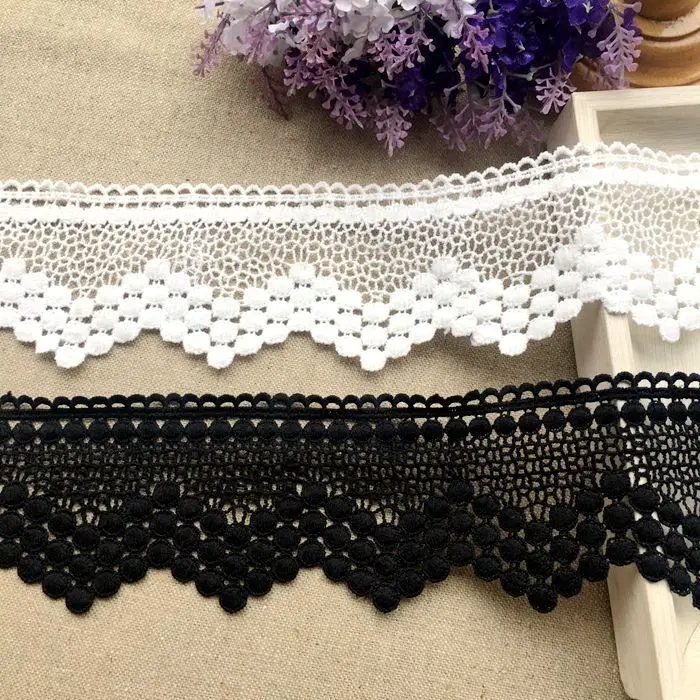 7.5CM Wide High Quality Water Soluble Lace Fabric Embroidered Ribbon Collar Edge Trim For DIY Curtains Sofa Garment Fringe Decor