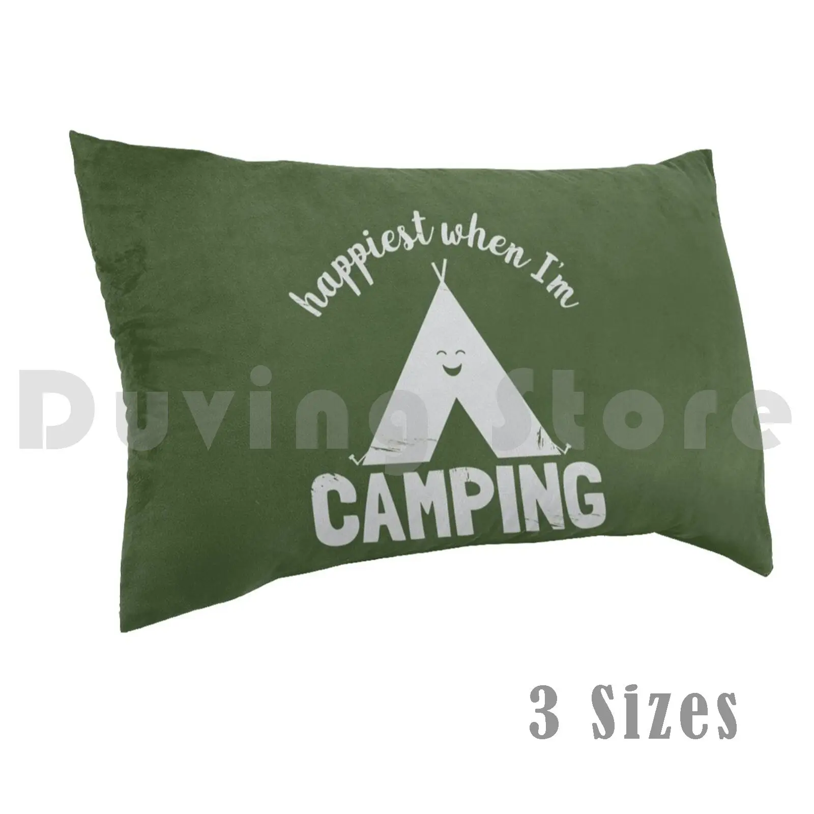 Happy Design Happiest When I'm Camping-Now In White!Pillow case Camping Outdoors Nature Men