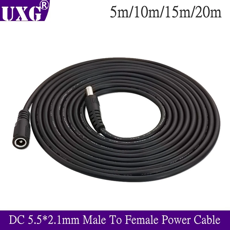 1pcs DC Power Extension Cable 5m 20m 3 Meter 10FT Jack Socket To 5.5mmx2.1mm Male Plug For CCTV Camera 12 Volt Extension Cord