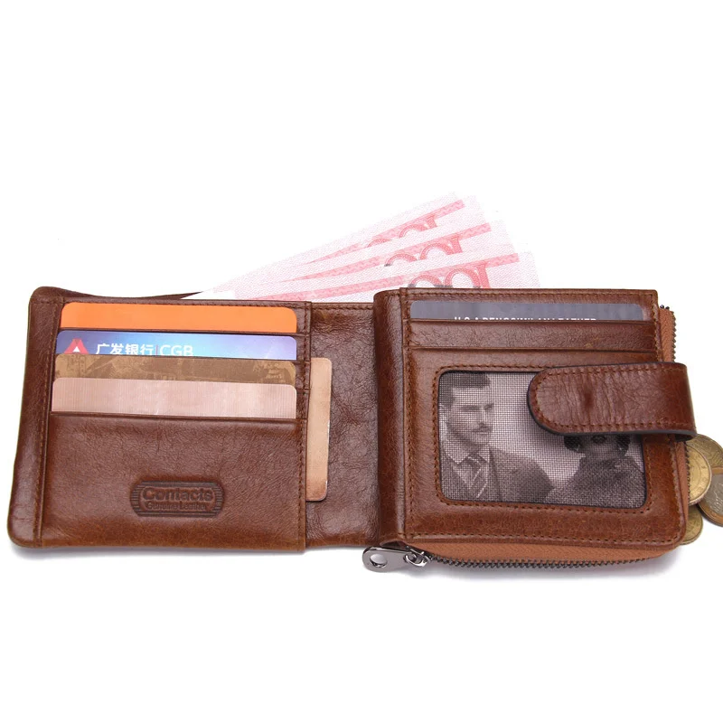 New cowhide men's designer luxury purse buckle fashion For Women leisure handbag genuine leather men wallet holographic Design