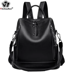 Fashion Real Leather Backpack Genuine Leather backpack Female Large Capacity School Bag Simple Shoulder Bags for Women Mochila