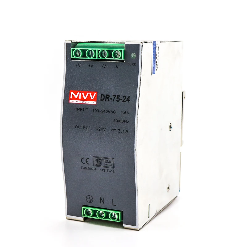 DR-75 Industrial control 3.2A 220VAC to 24v switch power supply din rail